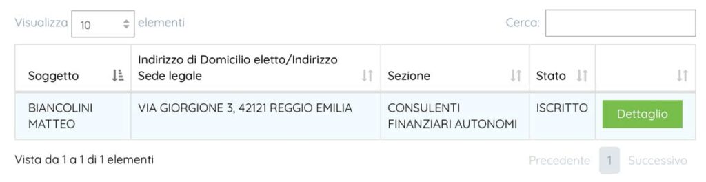 screen portale per ricerca consulente finanziario indipendente